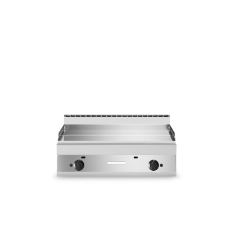 Fry top gas, piastra liscia cromata, top