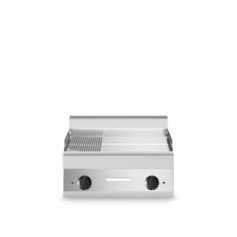 Fry top elettrico, piastra 2/3 liscia 1/3 rigata cromata, top
