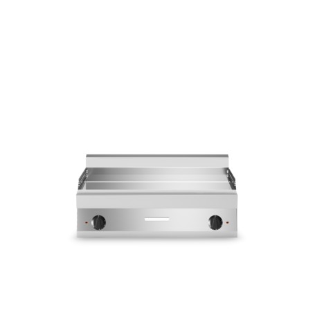 Fry top elettrico, piastra liscia cromata, top