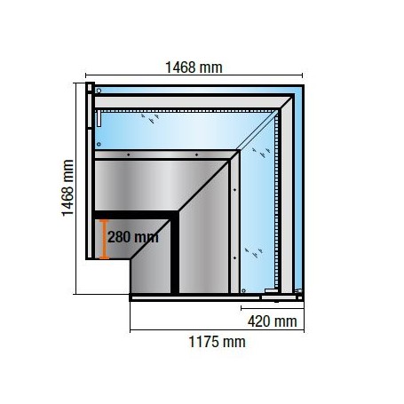 Espositore Refrigerato - Modello NPR - Angolo Aperto - Vetri Curvi