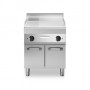 Fry top elettrico, piastra 2/3 liscia 1/3 rigata cromata, su vano con porte
