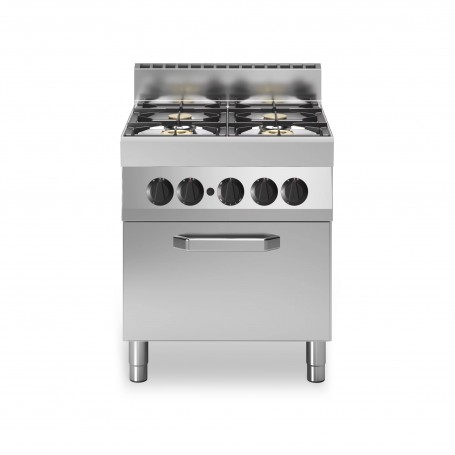 Cucina a gas bacinelle smaltate, 4 fuochi, forno a gas