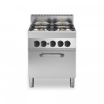 Cucina a gas bacinelle smaltate, 4 fuochi, forno a gas