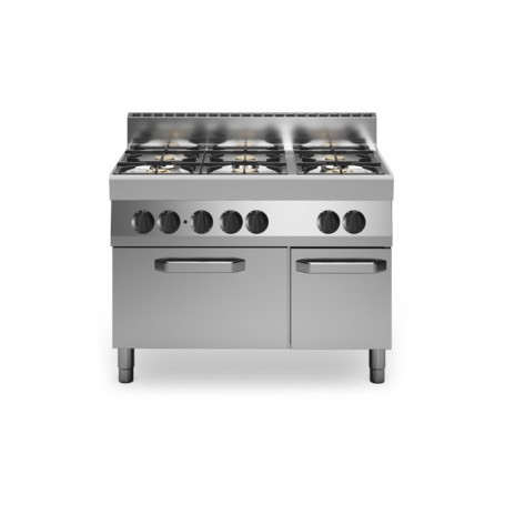 Cucina a gas bacinelle smaltate, 6 fuochi, forno a gas