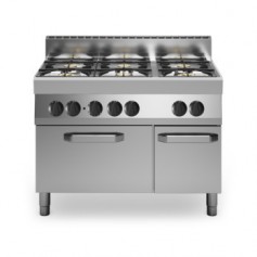 Cucina a gas bacinelle smaltate, 6 fuochi, forno a gas
