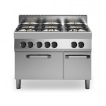 Cucina a gas bacinelle smaltate, 6 fuochi, forno a gas