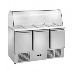 Saladette Refrigrata Statica - 3 Porte - 4 x GN1/1 con Vetro