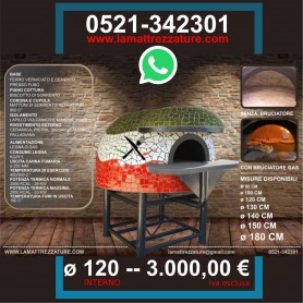 Forno a legna artigianale per pizzeria - Camera interna 120x120 cm