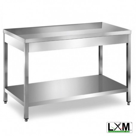 Tavolo in acciaio Inox su gambe con ripiano prof. 80 cm