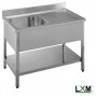 Lavatoio in acciaio inox ad 1 vasca con sgocciolatoio a destra e ripiano prof. 60 cm