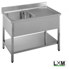 Lavatoio in acciaio inox ad 1 vasca con sgocciolatoio a destra e ripiano prof. 70 cm