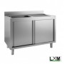 Lavatoio armadiato in acciaio inox ad 1 vasca con sgocciolatoio a destra e porte scorrevoli prof. 70 cm