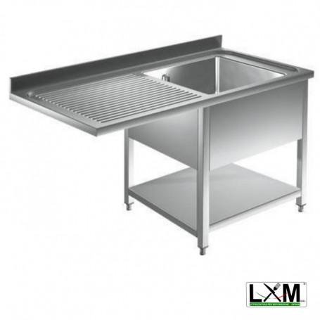 Lavatoio ad una vasca in acciaio inox con sgocciolatoio a sinistra,vano lavastoviglie e ripiano prof. 70 cm