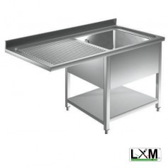 Lavatoio ad una vasca in acciaio inox con sgocciolatoio a sinistra,vano lavastoviglie e ripiano prof. 70 cm