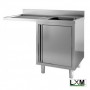 Lavatoio armadiato con porte a battente in acciaio inox ad una vasca con sgocc. a sinistra e vano lavastoviglie prof. 60 cm