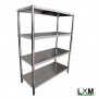 Scaffale in acciaio inox a 4 ripiani LISCI prof 50 H 200 cm