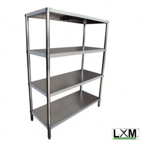 Scaffale in acciaio inox a 4 ripiani LISCI prof 50 H 200 cm