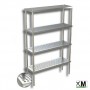 Scaffale in acciaio inox a 4 ripiani FORATI prof 60 H 150 cm