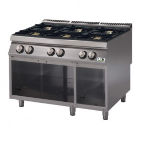Cucina a gas su vano aperto 6 fuochi bacinelle smaltate