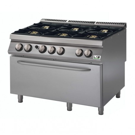 Cucina a gas 6 fuochi su forno a gas grande bacinelle smaltate