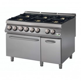 Cucina a gas 6 fuochi su forno elettrico bacinelle smaltate