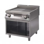 Fry top a gas piastra liscia/rigata su vano aperto Cromata