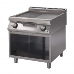 Fry top elettrico piastra liscia/rigata su vano aperto Cromata