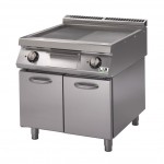 Fry top elettrico piastra liscia/rigata su vano chiuso Cromata