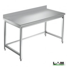 Tavolo in acciaio Inox su gambe con alzatina prof. 70 cm