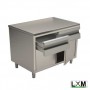 Tavolo da lavoro in acciaio Inox con porte a battente e cassettiera orizzontale prof. 70 cm