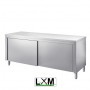 Tavolo da lavoro in acciaio Inox con porte scorrevoli prof. 60 cm