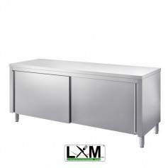 Tavolo da lavoro in acciaio Inox con porte scorrevoli prof. 60 cm