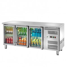 Banco Refrigerato - Con Porte a Vetri - 3 Porte - [-2 +8C°]