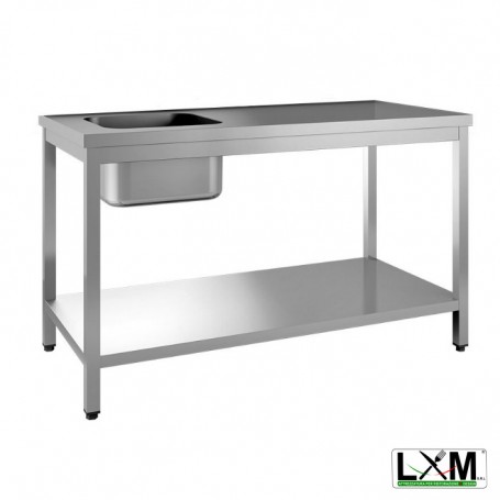 Tavolo da Lavoro INOX - Con Vasca 400x400 a Sinistra - Profondità 700mm