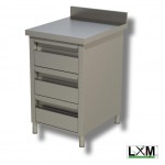 Cassettiera in Acciaio Inox - Con Alzatina - 400x800x850mm