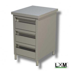Cassettiera in Acciaio Inox - Senza Alzatina - 400x600x850mm