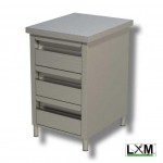 Cassettiera in Acciaio Inox - Senza Alzatina - 400x600x850mm