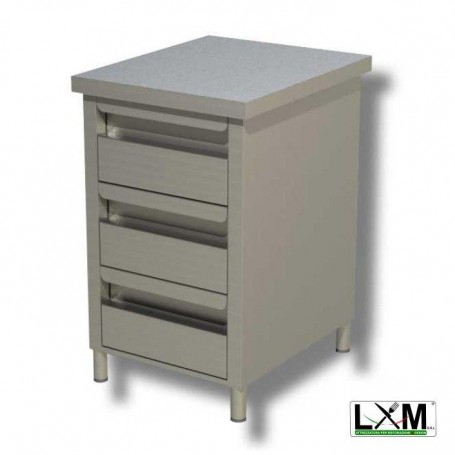 Cassettiera in Acciaio Inox - Senza Alzatina - 400x600x850mm