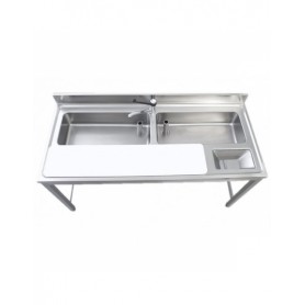 Tavolo preparazione verdure - 2 vasche - 1 tagliere - 1600x700x850mm