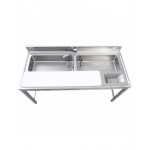 Tavolo preparazione verdure - 2 vasche - 1 tagliere - 1600x700x850mm