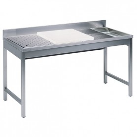 Tavolo preparazione Pesce - Predisposto a getti d'acqua - 1800x700x850mm