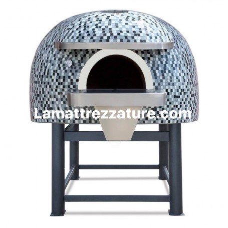 Forno a legna artigianale per pizzeria - Modello Mosaico SILVER - Camera interna 80x80 cm