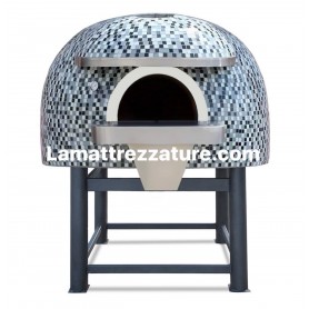 Forno a legna artigianale per pizzeria - Modello Mosaico SILVER - Camera interna 100x100 cm