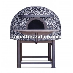 Forno a legna artigianale per pizzeria - Modello Mosaico ANTRACITE - Camera interna 80x80 cm