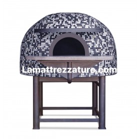 Forno a legna artigianale per pizzeria - Modello Mosaico ANTRACITE - Camera interna 100x100 cm