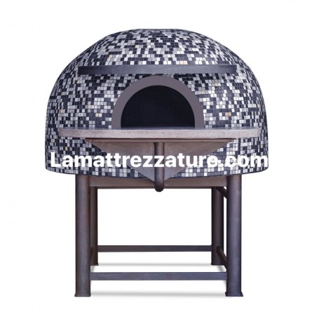 Forno a legna artigianale per pizzeria - Modello Mosaico ANTRACITE - Camera interna 100x100 cm
