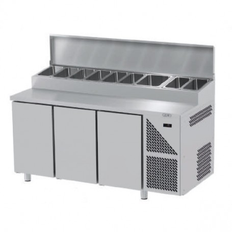 Tavoli Snack Refrigerati GN 1/1 - 3 Porte - Profondità 800mm - Motore Remoto
