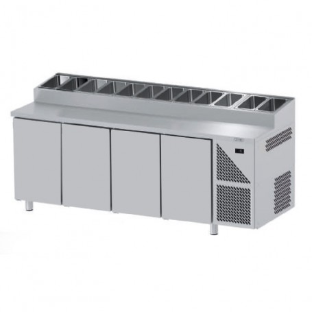 Tavoli Snack Refrigerati GN 1/1 - 4 Porte - Profondità 800mm - Motore Remoto