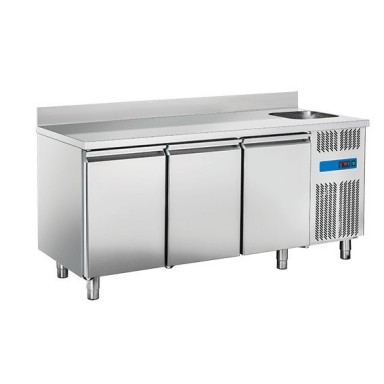 Tavoli Refrigerati INOX - Positivi - Profondità 70 - con Vasca e Alzatina 