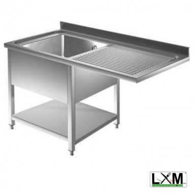 Lavatoi ad una vasca in acciaio inox con sgocciolatoio a destra,vano lavastoviglie e ripiano profondità 60 o 70 cm